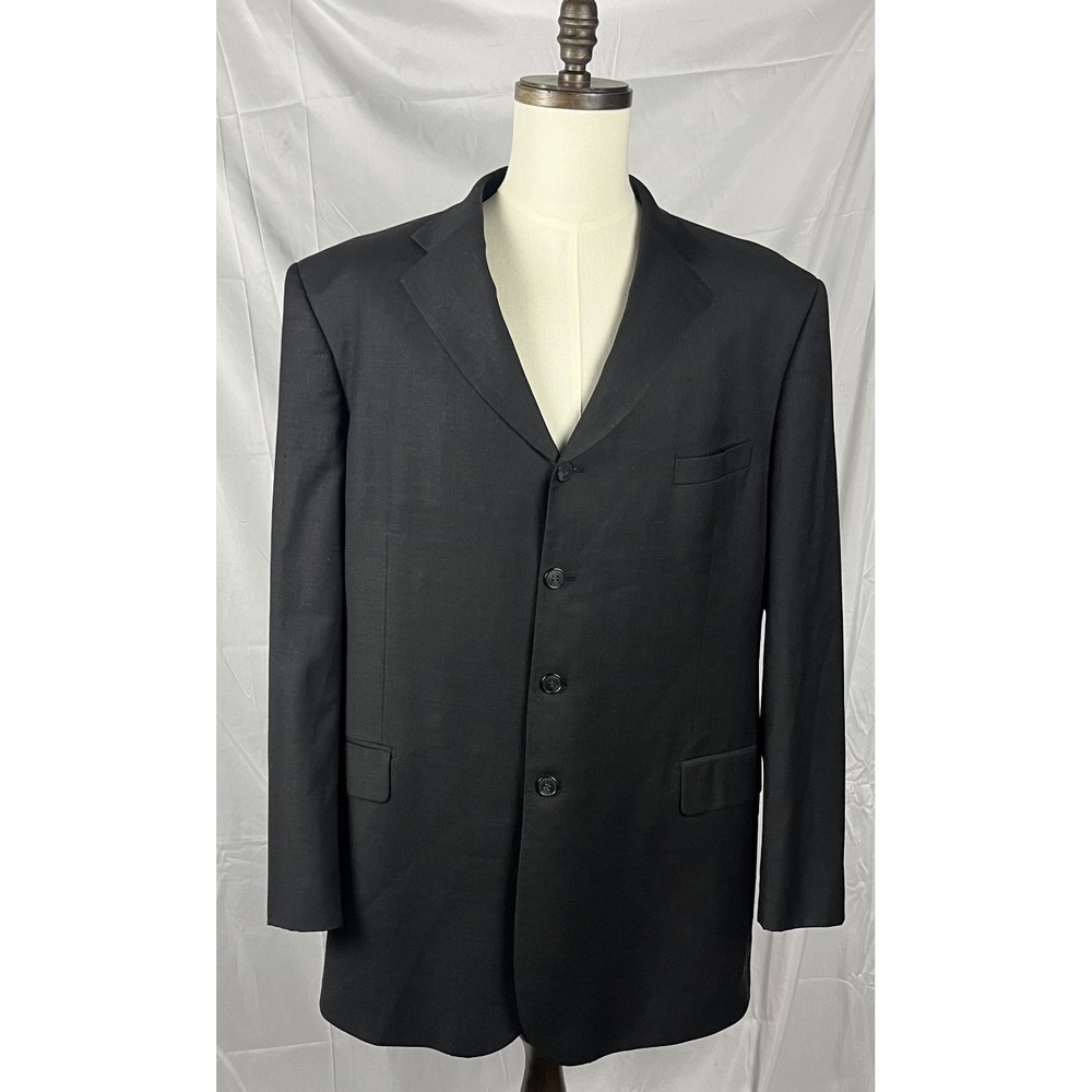 Phat Farm Mens Black 100% Virgin Wool 3-Button Blazer Sport Coat Vintage 44L